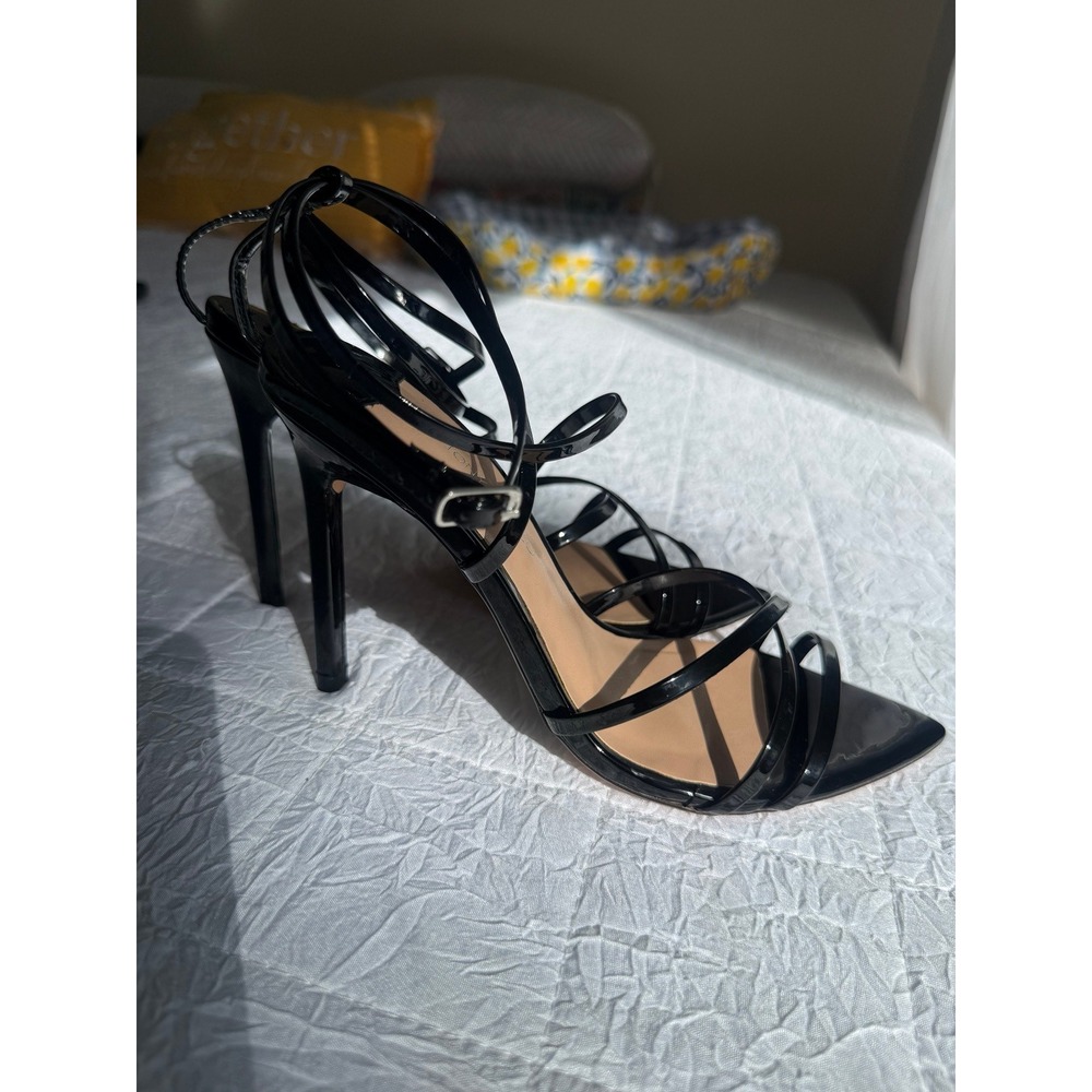 Tony Bianco Marcy Black Patent Strappy Stiletto Pointed Toe Heels Womens 6.5